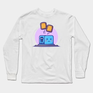 Cute Happy Toaster Cartoon Vector Icon Illustration Long Sleeve T-Shirt